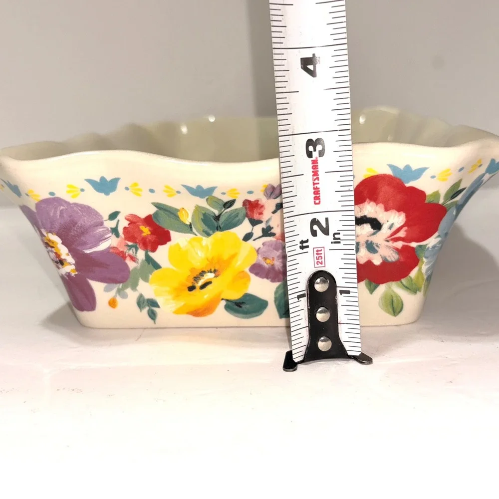 Pioneer Woman Flea Market Floral Oblong Baking Dish Ruffled Casserole 12x8 Baker
